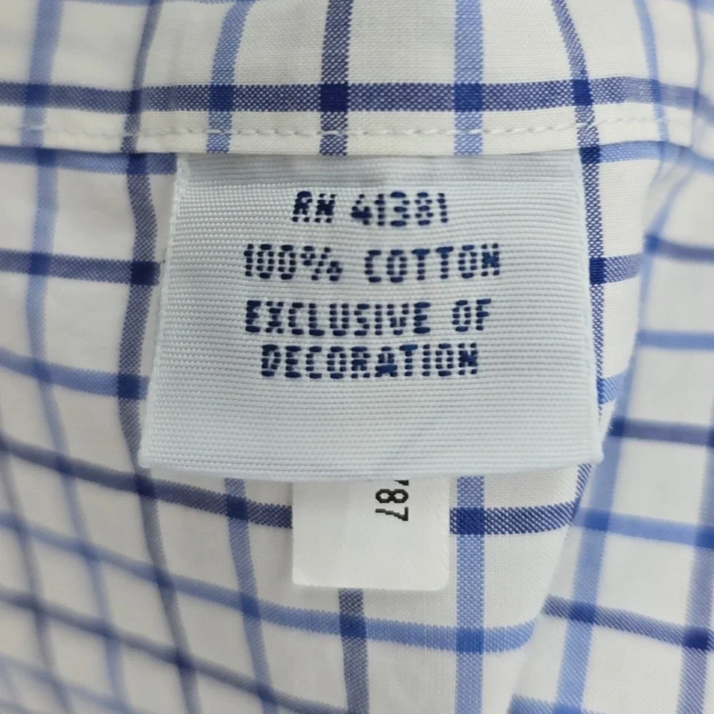 Polo Ralph Lauren Check Button Down Shirt Mens 2XLT Blue White Cotton Tall Pony